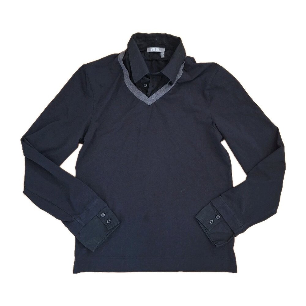 👠 5 for $25  Mens Y2K AMERICA SHIRT BLK SIZE M